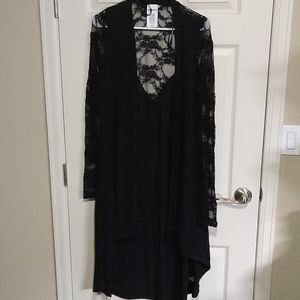 Lace sleeve duster cardigan